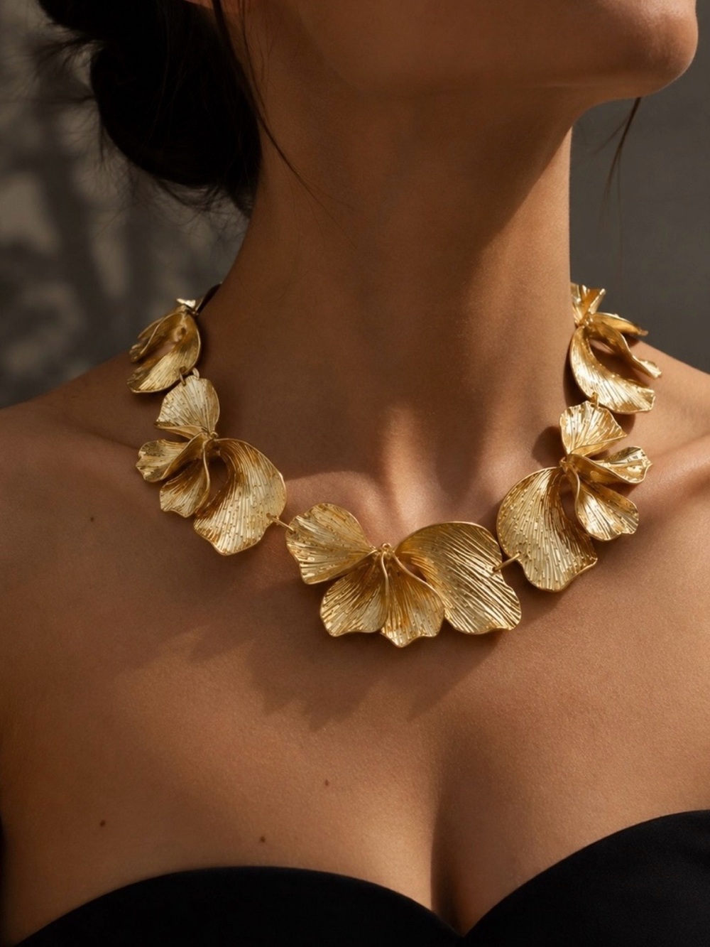 Gold Floral Statement Necklace